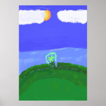 Faerie en trébol en un poster del prado