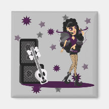 Faerie gótico con la guitarra del cráneo iman de frigorífico