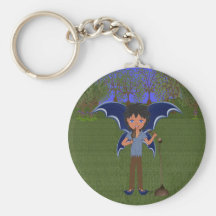 Faerie musical con alas dragón azul del muchacho llavero personalizado
