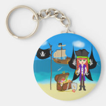 Faery del pirata con llavero de la nave y del teso