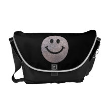 Falsa cara de plata del smiley del brillo bolsas de mensajeria
