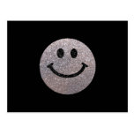 Falsa cara de plata del smiley del brillo tarjetas postales