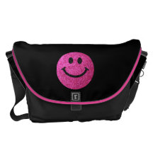 Falsa cara del smiley del brillo de las rosas fuer bolsa de mensajeria 