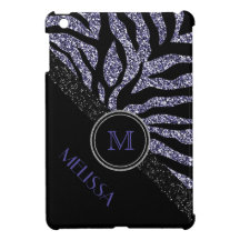 Falsa cebra púrpura y negra del brillo con el mono iPad mini protector