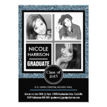 Falsa graduación azul moderna de la foto del brill anuncio personalizado