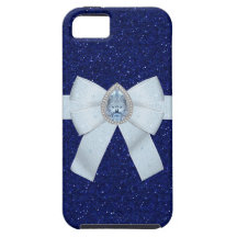 Falso brillo azul, falso arco y diamantes iPhone 5 protector