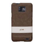 Falso cuero personalizado de Brown Samsung Galaxy S2 Fundas