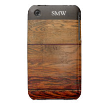 Falso personalizado personalizado tablón de madera iPhone 3 fundas