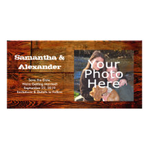 Falso personalizado personalizado tablón de madera tarjeta personal con foto
