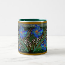 falso ramo bordado de la flor taza de café