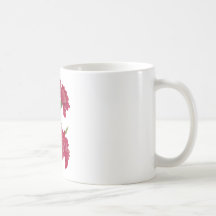 Falsos claveles rojos bordados tazas de café