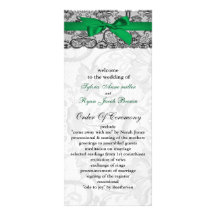 Falsos programas del boda del verde esmeralda de l tarjeta publicitaria
