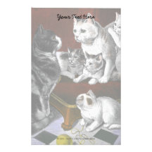 Familia de gato del vintage  papeleria