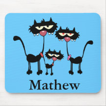 Familia de gato negro alfombrillas de raton