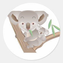 Familia de la koala etiquetas redondas