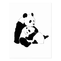 Familia de la panda tarjeta postal