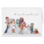 Familia de muñecos de nieve Notecard Felicitacion