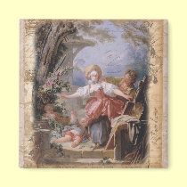 Familia del arte del estilo del vintage en jardín imanes