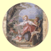 Familia del arte del estilo del vintage en jardín pegatinas