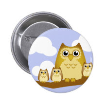 Familia del búho de Brown - 3 niños Pin