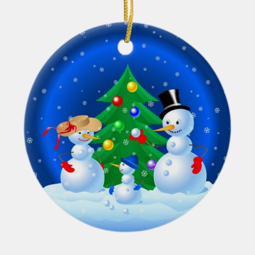 Familia del muñeco de nieve ornamentos de navidad