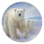 familia del oso polar en el hielo platos de comidas