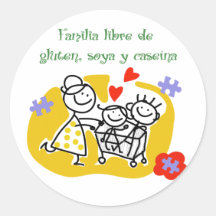 Familia Libre de Gluten, Soya y Caseina Etiqueta Redonda