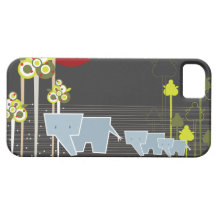 Familia linda caprichosa del elefante en los árbol iPhone 5 Case-Mate coberturas