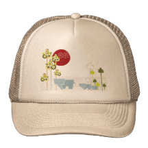 Familia linda caprichosa del elefante en los árbol gorras