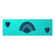 Fan del pavo real con los corazones, mini señales tarjeta personal