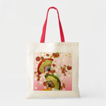 Fan japonesa 3 bolsa lienzo