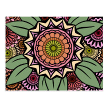 Fandango de Deco en naranja y verde Tarjetas Postales