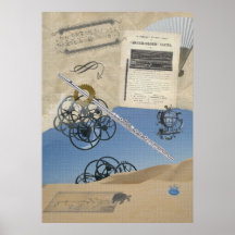 Fantasía de la flauta de Steampunk Posters