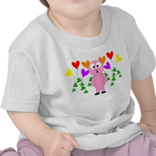 Fantasía de la flor con los corazones camiseta