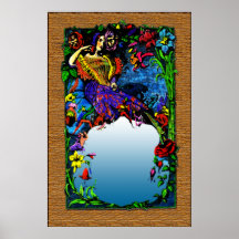 Fantasía de las mujeres, duendes, impresión floral poster