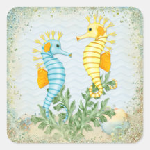 Fantasía del Seahorse Calcomanías Cuadradass Personalizadas