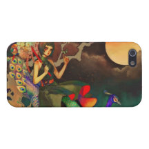 Fantasía femenina de la princesa y del pavo real iPhone 5 funda