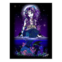 Fantasía gótica de la sirena de la postal de Uxia