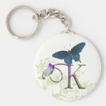 Fantasía K de la mariposa del monograma Llavero Personalizado