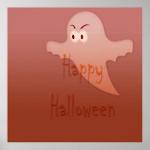 Fantasma anaranjado del feliz Halloween Poster