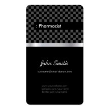 Farmacéutico - a cuadros negro elegante tarjetas personales