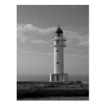 Faro Cap de Barbaria b&n Tarjeta Postal