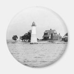 Faro de la isla de la roca iman de nevera