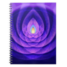 Faro de la mente en cuaderno púrpura y azul