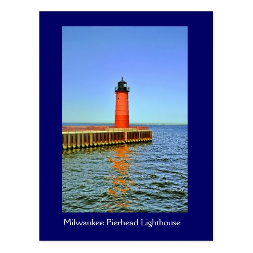 Faro de Milwaukee Pierhead, el lago Michigan Tarjetas Postales