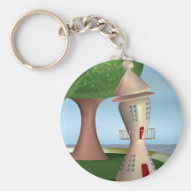 Faro del dibujo animado por el mar llaveros