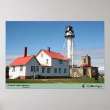 Faro del punto del pescado blanco - Michigan Posters