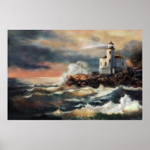 Faro en resplandor de tarde impresiones