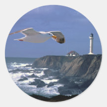 Faro y gaviota pegatina