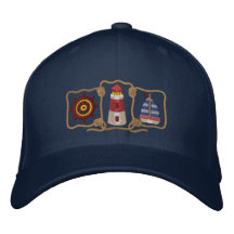 Faro y velero gorra bordada
